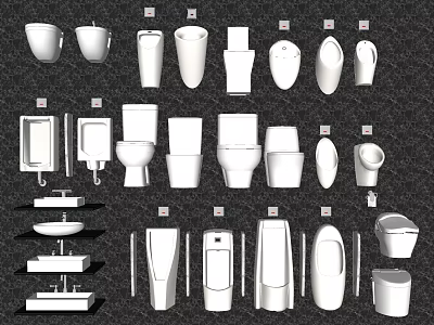 Assorted Modern Toilet Designs Featuring Various Styles And Ceramic Finishes 3d model