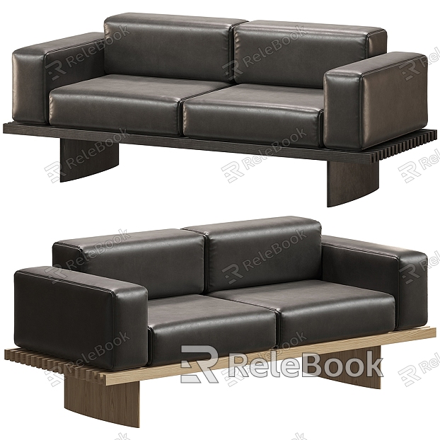 Cassina Double Sofa Solid Wood Double Sofa Leather Double Sofa model