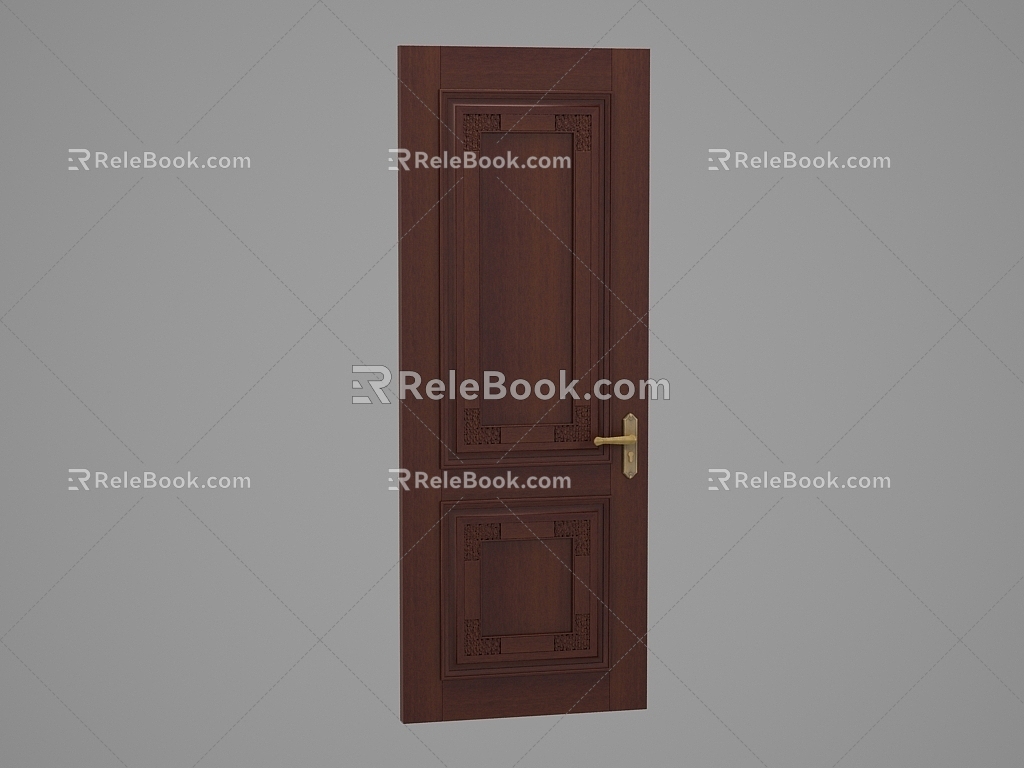 Chinese style door solid wood door interior door 3d model