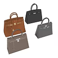 Stylish Classic Leather Handbags In Different Colors With Top Handles And Metal Locks
