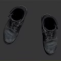 Dark Colored Work Boots With Laces Thick Soles And Worn Durable Design 3d model
