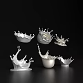 Silver Liquid Splash Inspired Ornament Set For Modern Home Decor 3d model