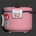 Pink Rice Cooker With Round Design Handle Control Panel And Brand Stickers