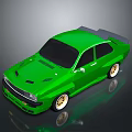 Green Modified Sporty Car With Black Roof Rear Spoiler And Gold Wheels