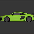 Neon Yellow Audi R8 Sports Car With Black Rear Spoiler And Sporty Design Wheels