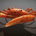 Realistic Orange Crab With Large Claws And Extended Legs On Dark Surface