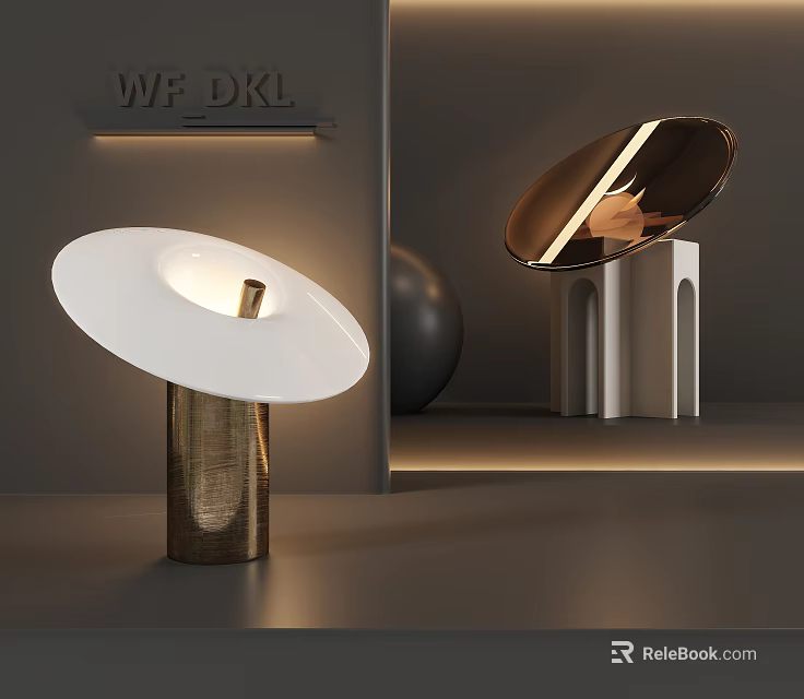 Modern Table Lamp With White Shade And Gold Base For Contemporary Interior Decor 3d model 