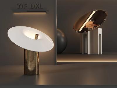 Modern Table Lamp With White Shade And Gold Base For Contemporary Interior Decor 3d model