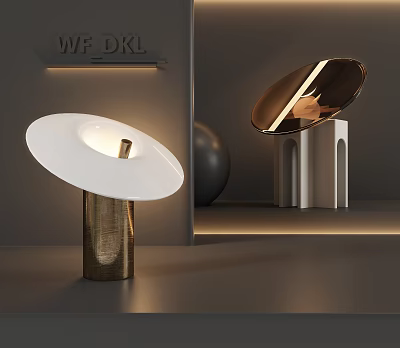 Modern Table Lamp With White Shade And Gold Base For Contemporary Interior Decor 3d model