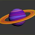 Colorful Striped Sphere With Purple Pink Layers And Orange Red Rings On Dark Background