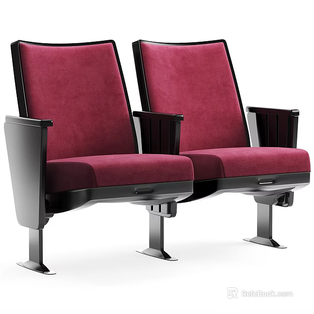 Red Fabric Single Sofa With Black Armrests And Modern Metal Leg Design For Living Room 3d model 