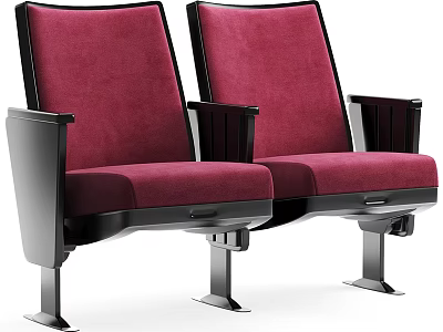Red Fabric Single Sofa With Black Armrests And Modern Metal Leg Design For Living Room 3d model