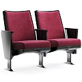 Red Fabric Single Sofa With Black Armrests And Modern Metal Leg Design For Living Room