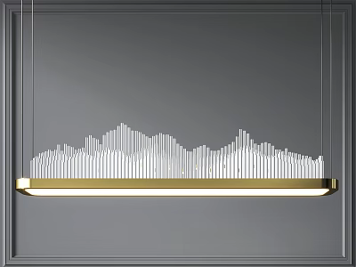Modern Mountain Shaped Chandelier With Golden Frame And White Acrylic Elements 3d model