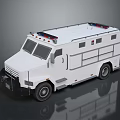 White Military Armored Vehicle with Roof Emergency Lights and Sturdy Design