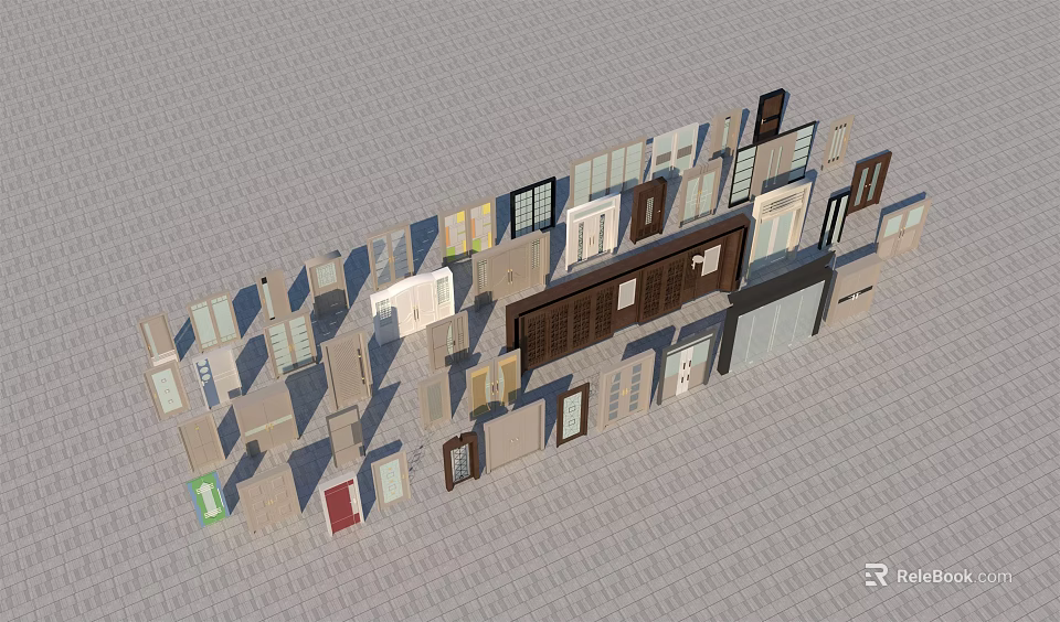 Various Doors And Windows Collection Featuring Different Styles And Designs 3d model