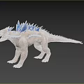 3D Rendered Dinosaur Model With Blue Spines Open Mouth And Scaly Skin