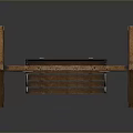 Rustic Wooden Swing with Sturdy Frame and Comfortable Wooden Seat Design