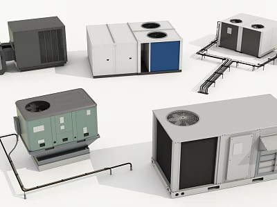 Various Air Conditioning Fans Outdoor Units With Different Designs And Colors 3d model