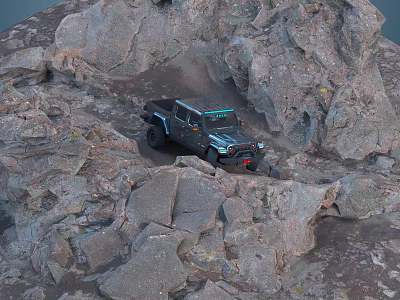 Off Road Vehicle Tackling Steep Rocky Terrain During Mountain Adventure 3d model