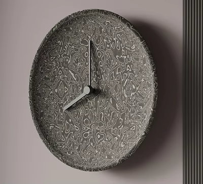 Unique Contemporary Wall Clock With Intricate Abstract Patterns And Matte Dark Surface 3d model