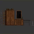 Various Wooden Furniture Collection With Wardrobe Dressing Table Ladder And Stool