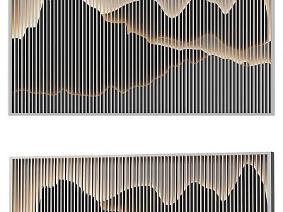 Modern Striped Background Wall With Wavy Beige Patterns And Black Vertical Lines Texture 3d model