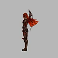 Game Movie Character With Red Hair Intricate Demonic Armor Flame Patterns And Back Wings