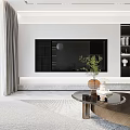 Modern Living Dining Room Interior With TV Wall Sofa Coffee Table And Green Plant