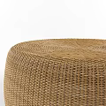 Woven Round Coffee Table With Natural Weave Texture And Detailed Surface Design