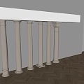 White Decorative Columns With Various Architectural Designs Arranged In 3d model