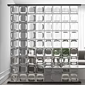 Transparent Glass Room Dividers With Various Grid Patterns And Decorative Designs For Interior Space Separation 3d model