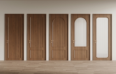 Middle-style single-door glass door 3d model