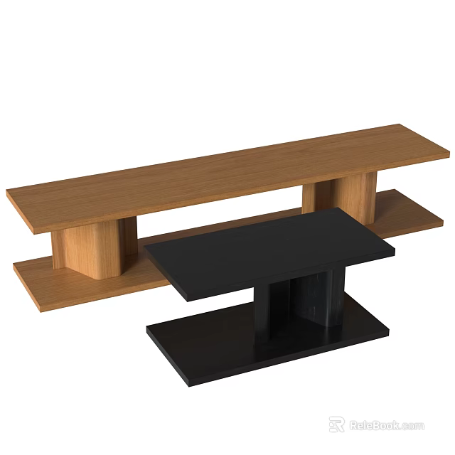 Modern Black Side Table With Sturdy Base And Flat Tabletop For Living Room 3d model 