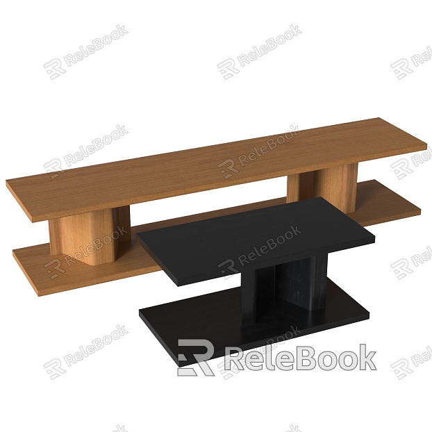 Modern table of solid wood model