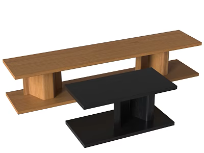 Modern Black Side Table With Sturdy Base And Flat Tabletop For Living Room 3d model