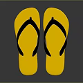 Yellow Flip Flops With Black Straps And Textured Sole For Everyday Use 3d model
