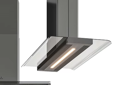 Modern Kitchen Appliance Range Hood With Glass Panel And Built-in Lighting 3d model