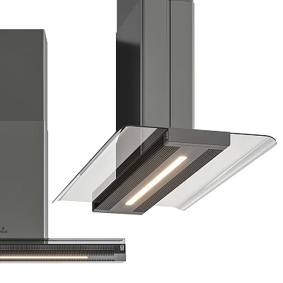 Modern Kitchen Appliance Range Hood With Glass Panel And Built-in Lighting 3d model