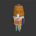 Orange Mechanical Model With Dome Top Multiple Components And Spike Like Base 3d model