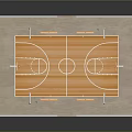Indoor Basketball Court Design With Wooden Floor Basketball Hoops And Perimeter Railings 3d model