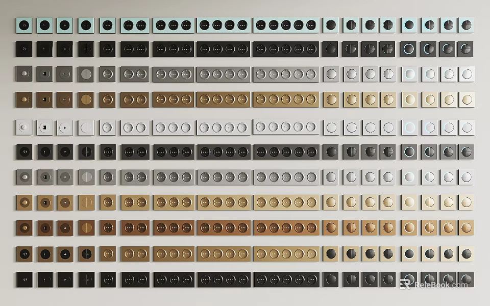 Various Color Switch Panels with Different Designs Modern Styles and Multiple Finishes 3d model
