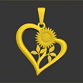 Elegant Gold Heart Shaped Pendant With Sunflower Design Stylish Fashion Accessory