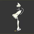 Anthropomorphic Cat Like Biomechanical Character With White Black Body And Yellow Claws Design
