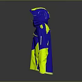 Video Game Film Character Wearing Blue And Yellow Hooded Jacket With Zipper Pockets