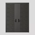Dark Textured Modern Double Doors For Home Interior With Classic Handles Design