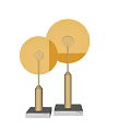 Golden Circular Decorative Ornament Set With Two White Metal Bases