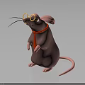 Cartoon Mouse Character Wearing Round Glasses And Red Scarf Standing Pose