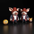 Cute Reptile Dolls Wearing Red Hats With Smiley Balls