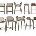 Bar Stools With Various Designs Wooden Frame And Woven Seat Backrest